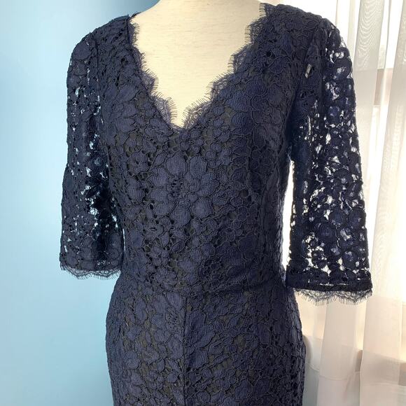 Anthropologie Elevenses Navy Lace Jumpsuit Size 2 - Picture 3 of 11